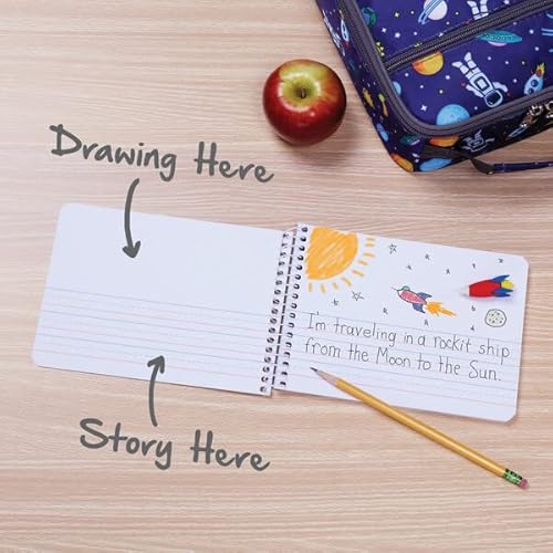 Oxford Jr. Primary Composition Spiral Notebooks, Half Size, 4-7/8 X 7-1/2 Inches, Kids Handwriting & Drawing Story Journal, Pre-K, Grades K-2, 100 Sheets/200 Pages, 3 Pack, Red, Yellow, Blue #TOP1