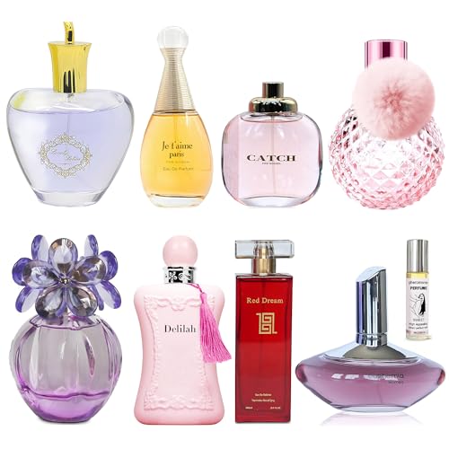 AFLUXE 8-Piece Women's Perfume Collection with 10ml Rollerball, EDP Set,