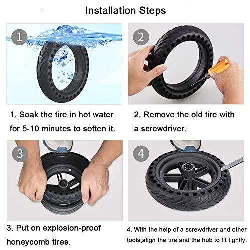 10 Inch Electric Scooter Wheel Solid Tire Replacement For Segway Ninebot Max G30P/G30Lp,Mini Bike Wheels Replacement Parts,10X2.5 Anti‑Explosion Rubber Front/Rear Tires #TOP3