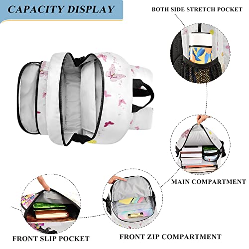 Alaza Flower Fairy Pink Butterflies Laptop Backpack Purse For Women Men Travel Bag Casual Daypack With Compartment & Multiple Pockets #TOP3