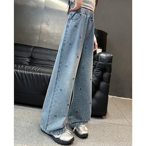 Girls Baggy Wide Leg Jeans Straight Retro High Waist Denim Pants Teen Kids Vintage Streetwear Jeans with Pockets2