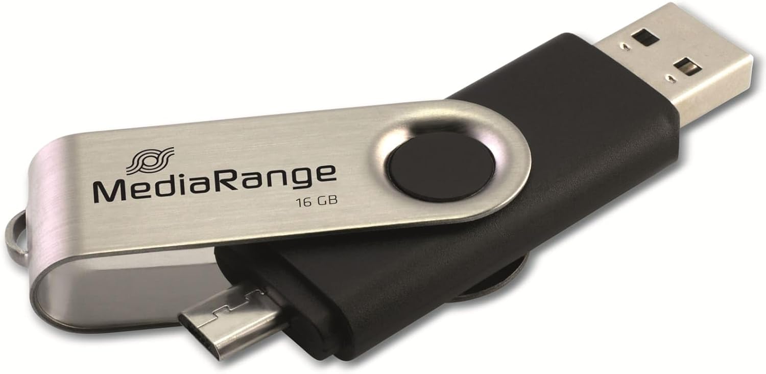MediaRange MR931 OTG USB Stick 16GB USB Mobile 2IN1 Silver