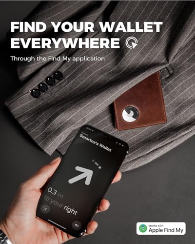 AirTag Wallet- Bifold Full Grain Leather AirTag Wallet for Men, Minimalist Front Pocket Wallet with Airtag Holder, RFID Blocking, 12 Card Capacity Gift for Men(Vintage Brown)2