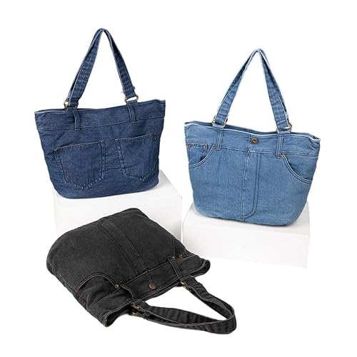 Alolbag Women Distressed Jean Denim Purse Small Shoulder Bags Denim Purse Mini Tote Bags Stylish Shopper Purse And Handbags For Teen (Light Blue) #TOP1
