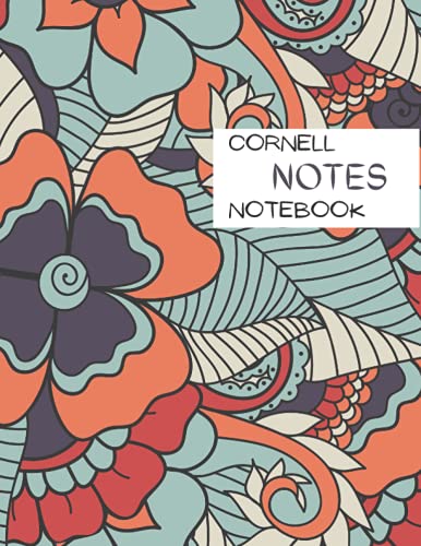 Cornell Notes Notebook: Cornell Note Taking Notebook for students and teacher with college ruled line, Large size 8.5x11,Floral cover,+100 page