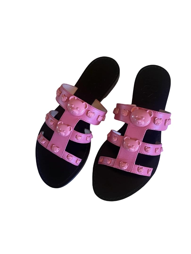 MOSCHINO Leather Slide Sandals Size 36