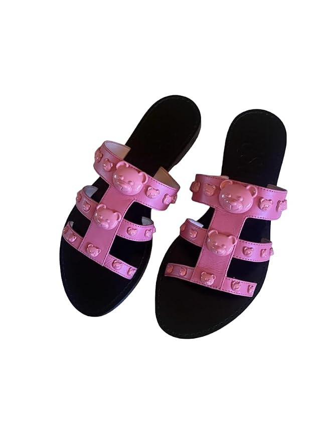 MOSCHINO Leather Slide Sandals Size 36