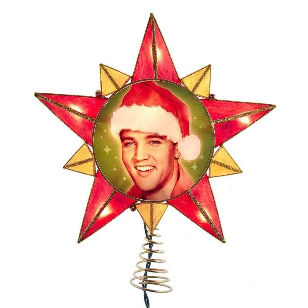 Elvis Presley 10-Light Elvis Capiz Star Treetop Tree Topper, multi