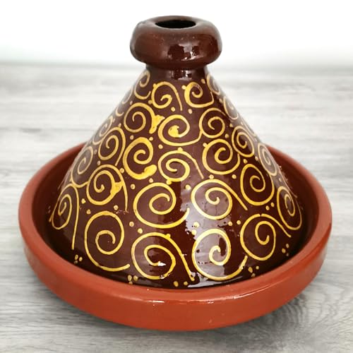 Tajín marroquí, cacerola, cacerola de Marruecos esmaltada, para 2-4 personas, olla de barro original hecha a mano de Marrakech