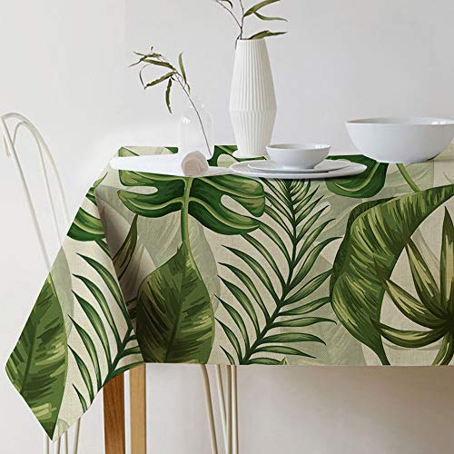 Fansu Tablecloth Rectangular Waterproof, Nordic Plant Wipe Clean Square Table Cover Oil Proof Dust-Proof Table Cloth Decorative for Kitchen Dining Party Banquet Garden (140x260cm,H)