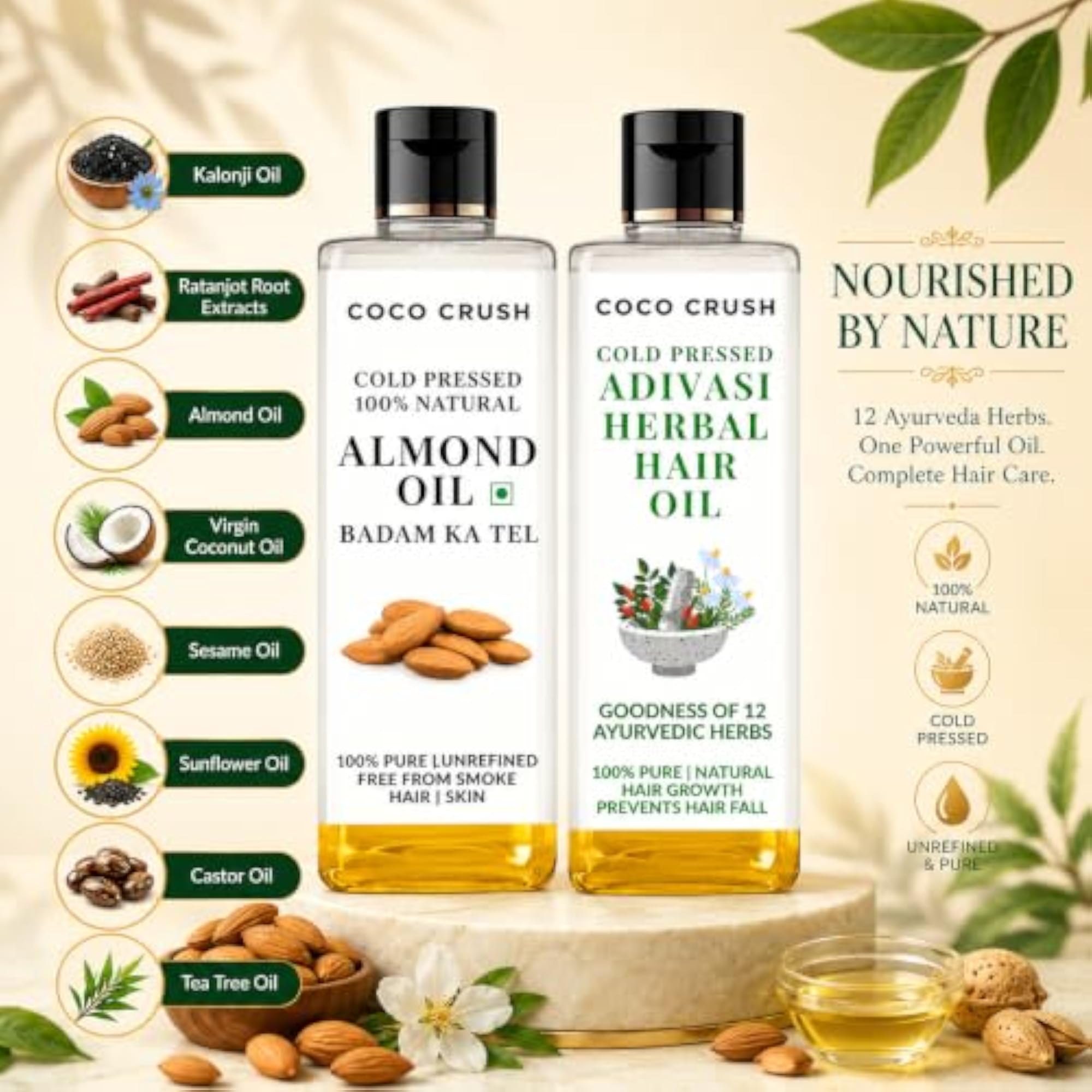 Adivasi Herbal Hair Oil & Almond Oil Combo