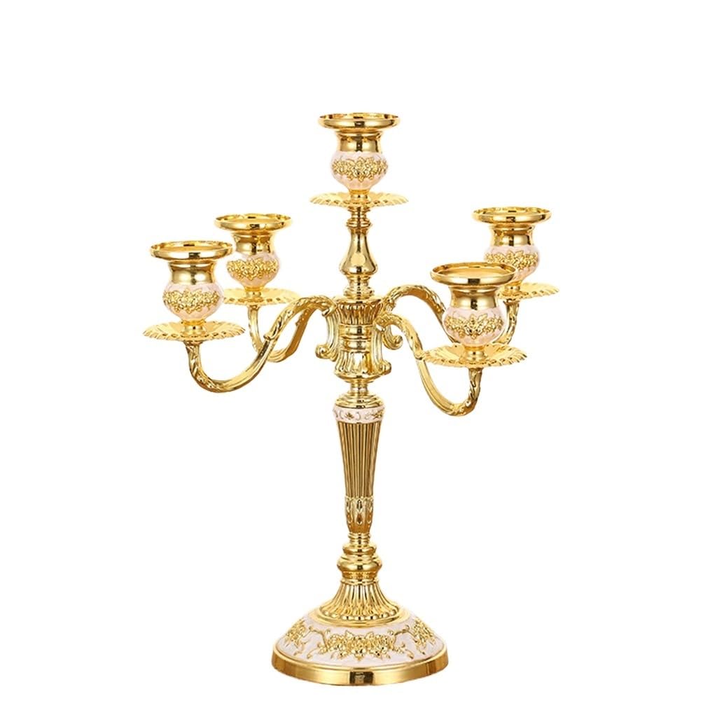 HTTGDGDH Metal Five Candle Holder European Vintage Candle Dinner Candle Holder Ornament,Argento-Size
