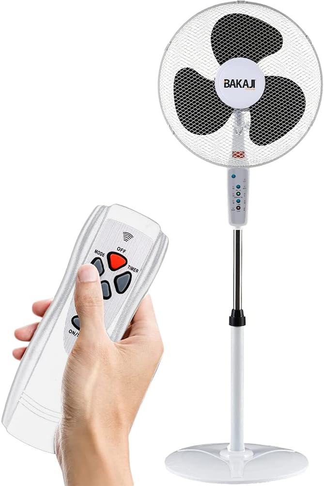 Ventilatore A Piantana BAKAJI Con Telecomando - 50W, 3 Velocità, Oscillazione, Timer - Foto 6