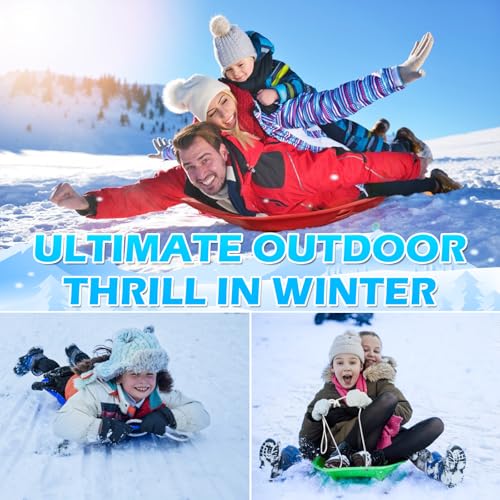 Snow Sled, Sleds for Kids and Adult - 35\" Downhill Sprinter Heavy Duty Toboggan Sled for 1-2 Rider with 2 Handles and Pull Ropes, Ultimate Snow Fun for Kids Outdoor Winter Sledding Gift