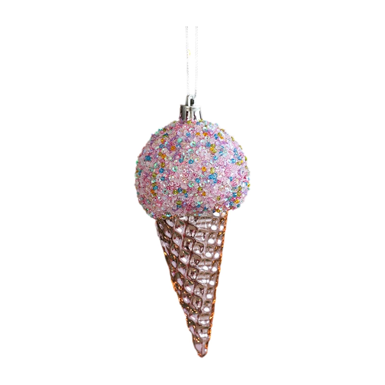 Tsophreniq Ice Cream Glittering Christmas Tree Decorations Shatterproof Christmas Baubles Ornament Holiday Tree Hanging Decoration Waterproof Decoration