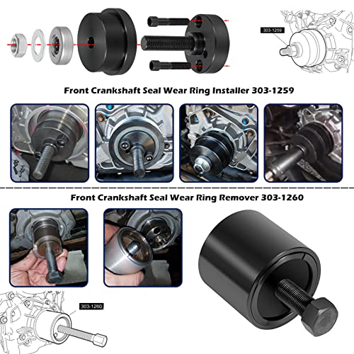 6.0L 6.4L Front And Rear Crankshaft Seal Wear Ring Installer Remover Set For Ford 4.5L 6.0L 6.4L Powerstroke Diesel 2004-2010, 303-1259 303-1260 303-770 303-771 303-761 303-762 Crankshaft Seal Tool #TOP3
