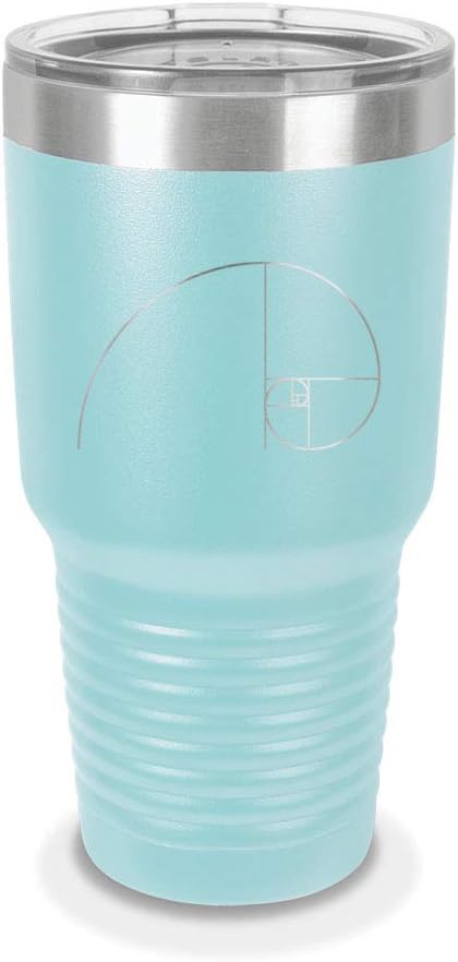 Fibonacci Golden Spiral 30 oz Laser Engraved Polar Camel Stainless Steel Vacuum Insulated Tumbler w/Clear Lid geometry sacred ratio nature art - Customizable - Dark Gray