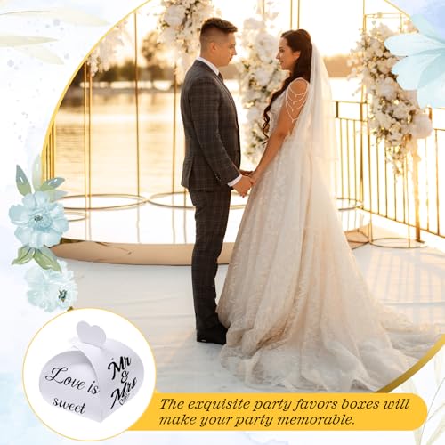 Humyoun 50 Pack Small Wedding Thank You Candy Boxes, Love Is Sweet Party Favor Gift Chocolate Boxes, Small Treat Kraft Paper Bags for Guest Wedding Anniversary Bridal Shower Party Supplies(Black Foil) — view 6