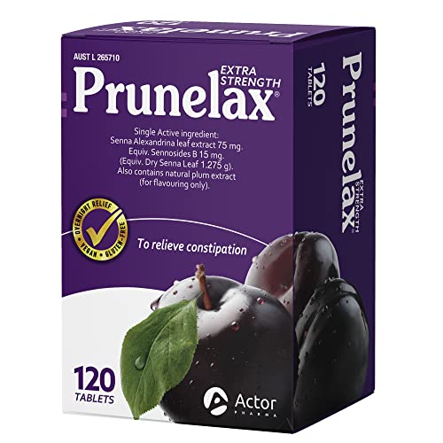 Prunelax Tablets - Extra Strength Natural Laxative Supplement Containing High Strength Senna for Constipation Relief & Restore Normal Bowel Motion - 2X 60ct (120 Total Tablets)