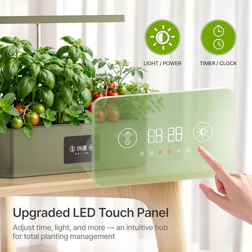 Image of SUNCOZE Hydroponics Growing System Kit with 24W Dimmable LED Light, Green