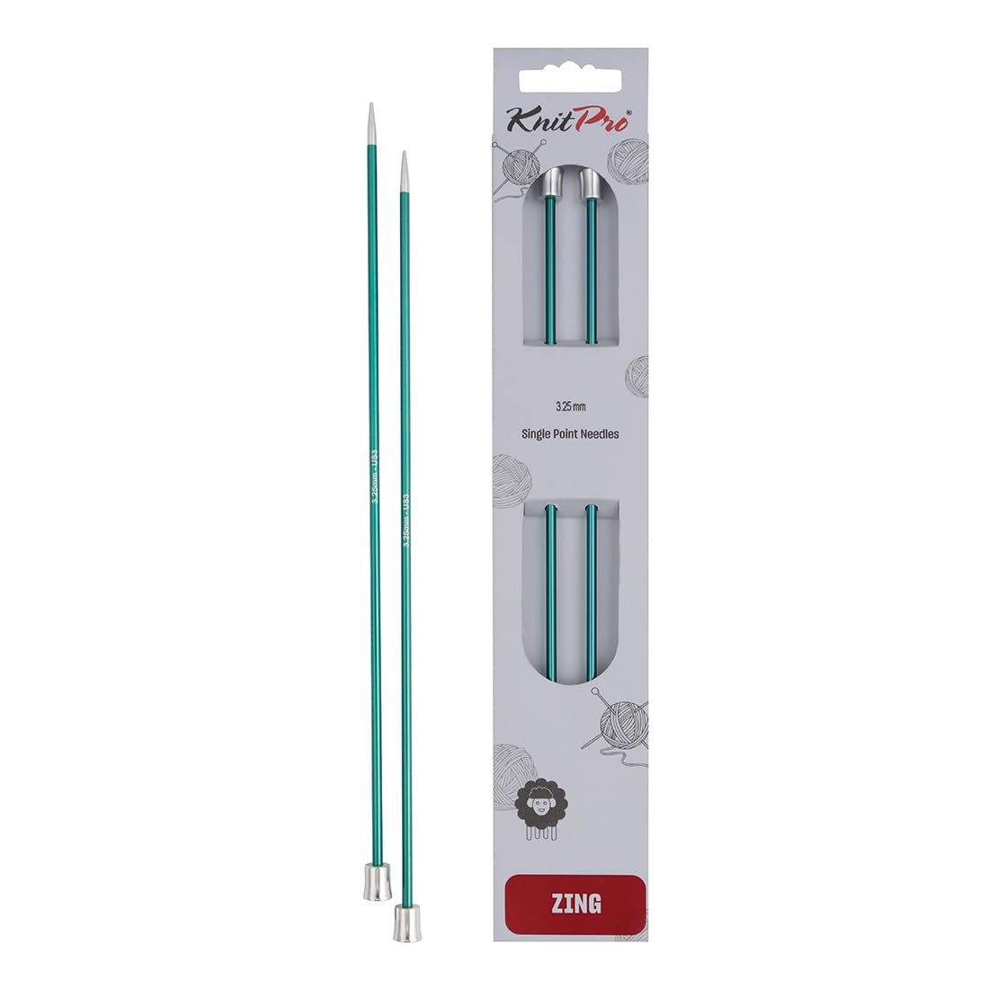 KnitPro Zing Single Pointed Needles 12" (30cm) | 3.25mm