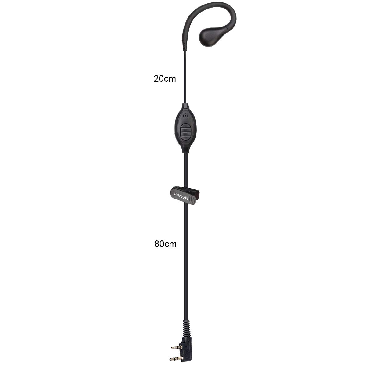 Retevis RT622 Walkie Talkie Pinganillo, Compatible RT24 RT668 RT622 Proster BF-888S UV-5R BF-88E Radio Bidireccional, 2 Pines Anticaída Auricular con un Cable Auricular(10 Piezas)