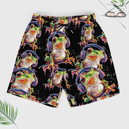 Frog Music Lover Men's Board Shorts Swimsuit Beach Pants Swimwear Bathing Suits3