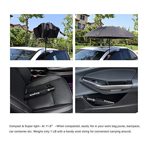 Image of SIEPASA Windproof Travel Compact Umbrella-Automatic Umbrellas for Rain- Folding Umbrella, Travel Compact Umbrella.(Inverted /Black)