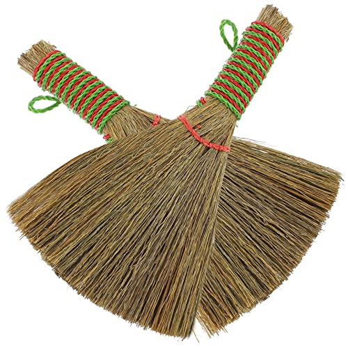 minkissy 2pcs Mini Straw Broom Dust Small Kitchen Broom for Desktop and Home Cleaning
