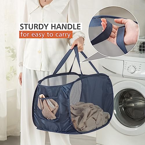 Honoma Sturdy Mesh Laundry Hamper Basket Bag,Pop Up Basket With Side Pocket For Laundry Room, Bathroom, Kids Room, College Dorm Or Travel thumb #2