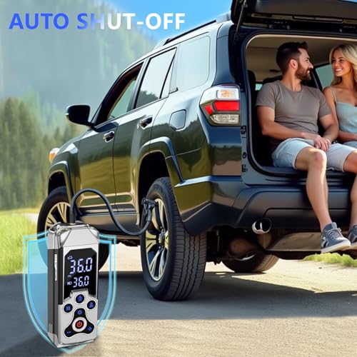 Inflador Ruedas Coche Hinchador electrico: 150PSI Compresor Aire Portatil,12V Mini Compresor de Aire con Manómetro para Coche Bicicleta Motocicleta (Negro) - imagen 3