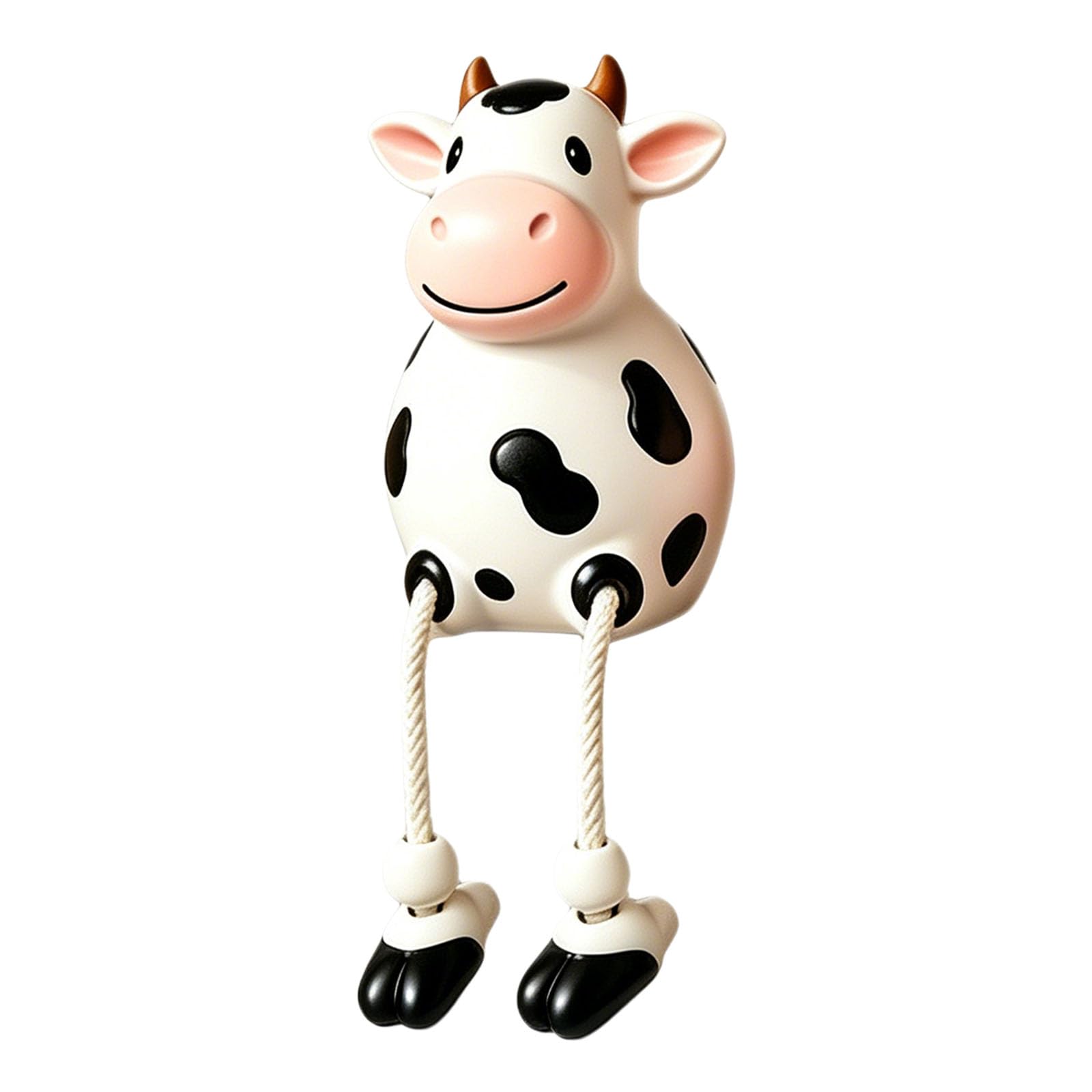 Tabletop Cow Decor Resin Dangling Leg Figurine with Rope Legs and Rounded Glossy Finish for Shelf and Fence Display Cows Shelf Sitter Figurines Cows Statue Cow Sitter Dangling Leg Figurine Resin Fence