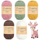 Coopay Bunt Wolle zum Häkeln, 5x45g Weiches Wolle zum Stricken, 5 Faiding Babywolle zum Häkeln, Premium Häkelgarn zum Stricken für Anfänger, Babywolle für Häkel  und Strickprojekt   Gänseblümchenfarbe
