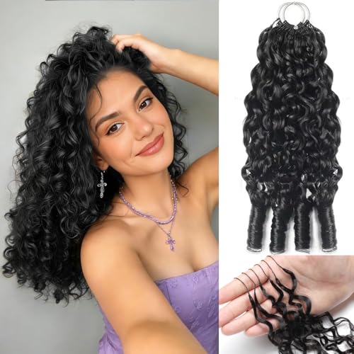 Renyarch Feather Crochet Human Hair - Extensions de Cheveux Humains Burmese Curly Pré-Séparés pour Femmes Noires,2pcs 50g Crochet Braids Water Wave Nœuds...