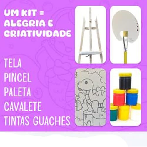 Super Kit Pintura Infantil Luarte - Mini Cavalete Tinta Tela (UNICÓRNIO)