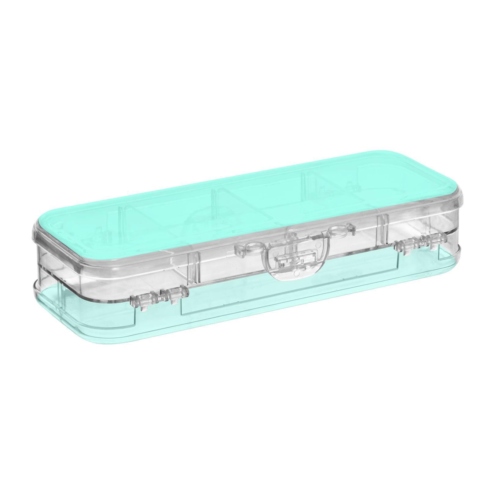 ODAWA Aqua Blue Pencil Boxes with 4 Removable Ruler Dividing Spacers for Travel 8.3" L x 3" W x 1.9" H — image 1