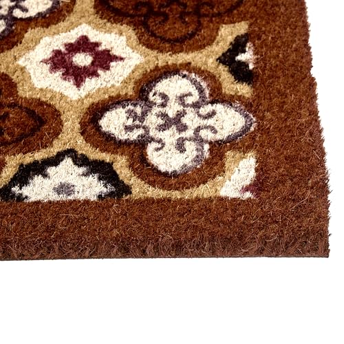 Zerbino In Fibra Di Cocco Marrone Con Fondo Antiscivolo In Pvc 50 X 80 Cm Decorazione Motivo Astratto - 4