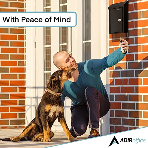Adiroffice Outdoor Large Key Drop Box - Commercial Grade Heavy-Duty Storage Box - Safe & Secure Parcel & Packages - For Home & Business Use (Black) #TOP3