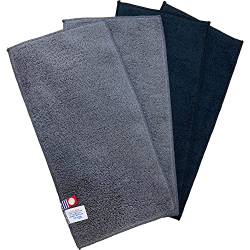 今治(Imabari) タオル ハーフタオルハンカチ 12.5×25cm ブラック&グレー 各2枚セット エンジェル 日本製 綿100% やわらか 吸水 コンパクト