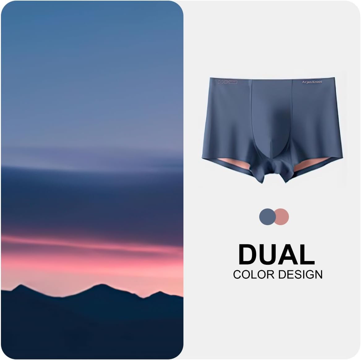 Arjen Kroos Mens Ice Silk Underwear Seamless Trunk Boxers Briefs with Pouch Double Sided Breathable Short Leg Underpants - Image 6