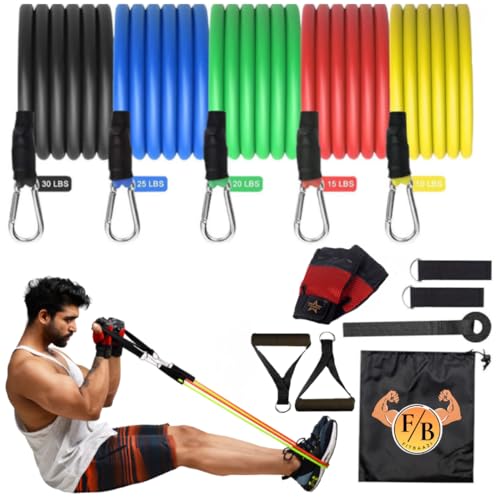 FitBaazi Unbreakable Resistance Band with Workout Gloves | Workout for Men | Portable 11 Pieces Fitness Band for Women with Door Anchor, Foam Handles, Ankle Straps (B0CLDWQ2VY) Amazon Price History, Amazon Price Tracker