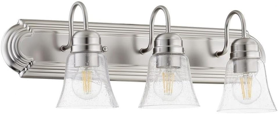 Quorum 5094-3-265 Transitional Three Light Vanity in Pewter, Nickel, Silver Finish,