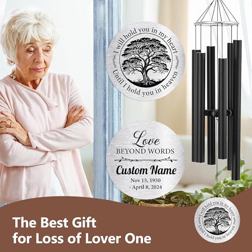 Image of ASTARIN Personalized 30 inch Bereavement Wind Chimes for Outside, Memorial Gift in Remembrance of a Loved One, Sympathy Gift for Loss of Mother Father Husband, Garden Patio Decor