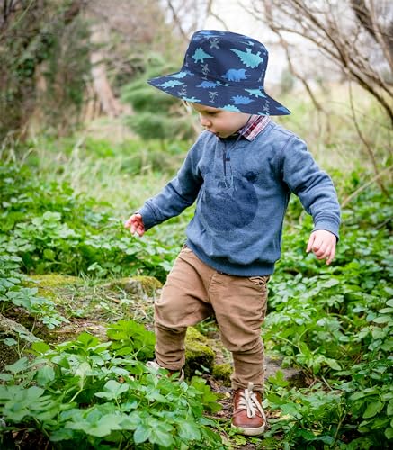 Baby Sun Hat Toddler Bucket Hats Summer Sun Protective Kids Beach Hats Wide Brim Outdoor Camping Hat for Boys Girls Navy Blue 2-4 T