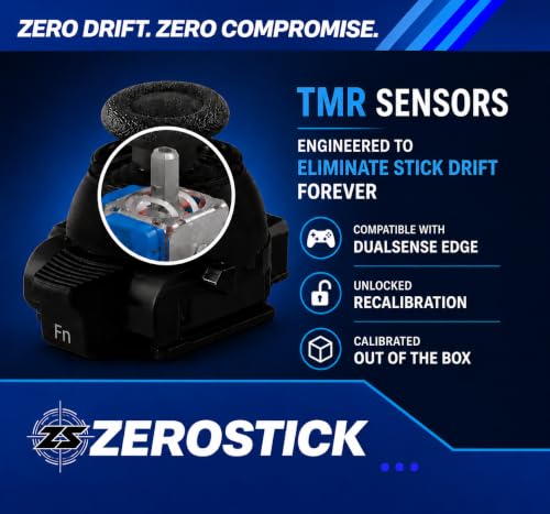 Image of ZeroStick Pro Custom TMR Hall Effect Joystick Module Compatible with PS5 DualSense Edge TMR Drift Free Magnetic Stick Replacement 1X High Precision Long Life Design (2 Pack Blue)