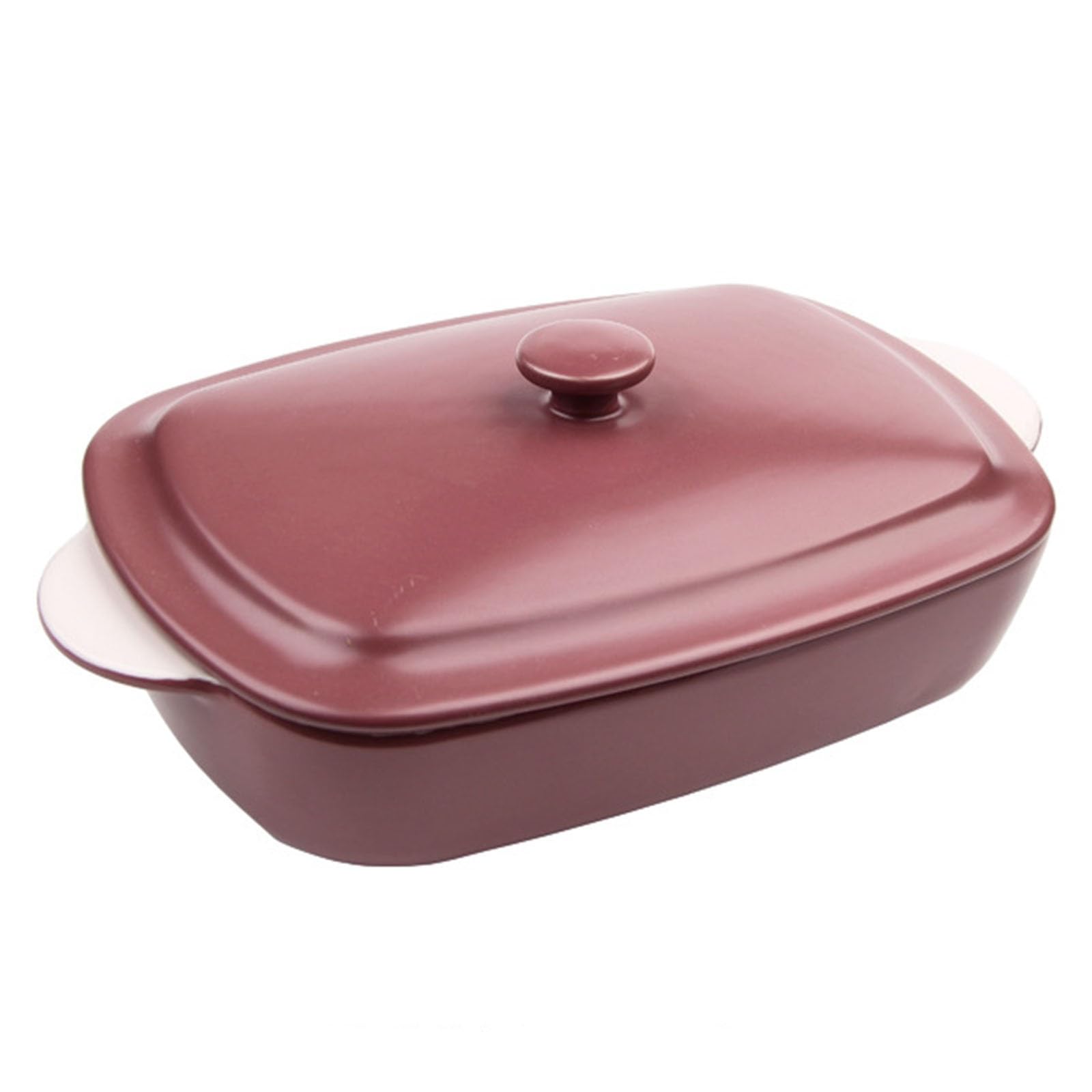 Plato cuadrado de cerámica premium con doble asa y tapa para lasaña