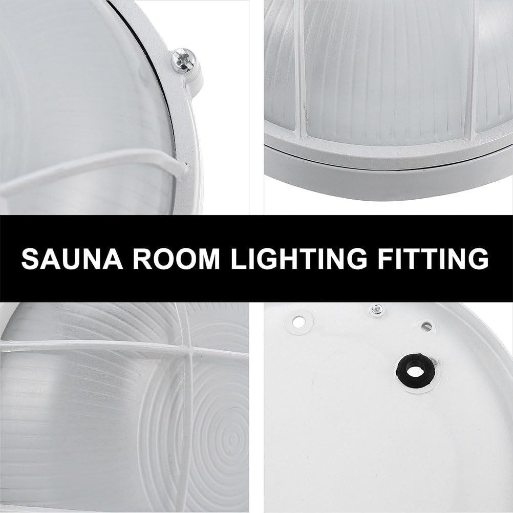 Yardwe 2pcs Sauna Room Explosion-Proof Lamp, Waterproof Grid Bulkhead Ceiling Light for Sauna Steam Room, Anti-High Temperature Proof Round Pools Hot Tubs Lamp