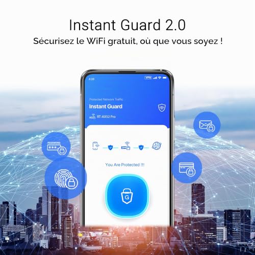 ASUS RT-AX52 Pro - Routeur Wi-FI 6 AX3000 - Double Bande - Routeur Extensible - Instand Guard - Contrôle Parental - OFDMA - MU-MIMO - Compatible AiMesh - Installation Facile