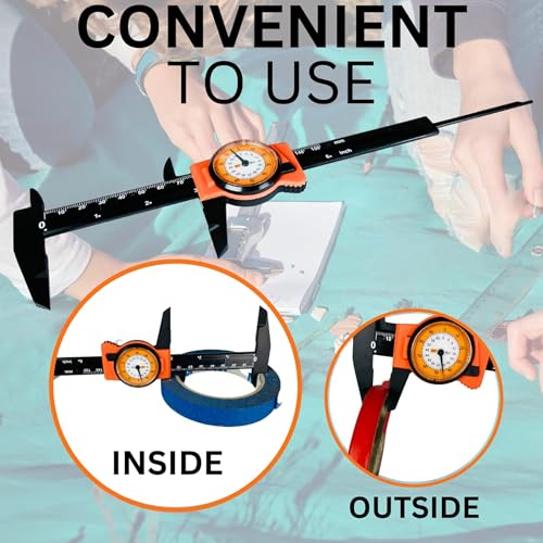 jjojcll Dial Caliper, Dual Reading Precision Caliper with Accuracy ±0.02", Durable Caliper Measuring Tool 6 Inch with Plastic Case, Lightweight Vernier Caliper for DIY/Household/Woodworking
