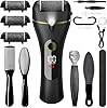 Vexloria Pedicure Elettrico Professionale, 16-in-1 Set Calli Rimozione Ricaricabile con 3 Rulli di Ricambio, 2 velocità, kit pedicure per Piedi Rimozione Calli Pelle Dura Secca